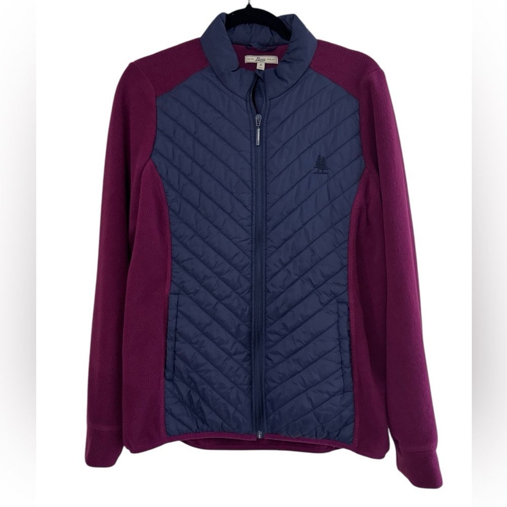 Bass Women's Quilted Jacket - Navy and Burgundy Size Medium Lightweight